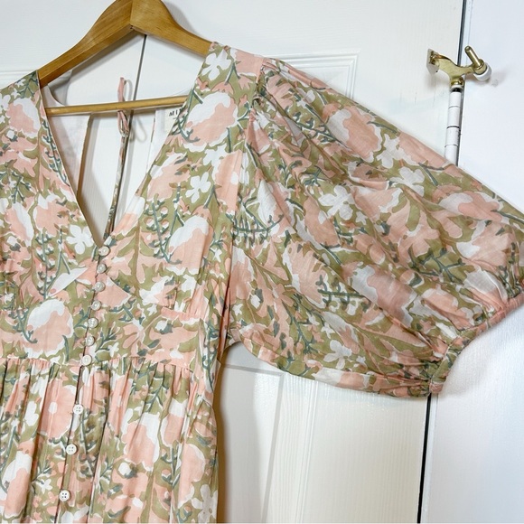 MIRTH Floral Puff Sleeve Midi Dress Snapdragon M Cottagecore Prairie Gir… - Picture 8 of 12